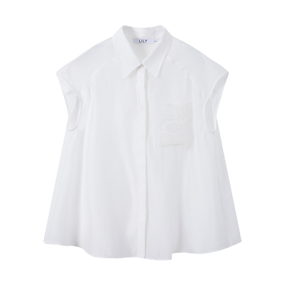 LILY蕾丝飞袖莱赛尔混纺新款衬衫