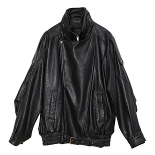 Carolingian重磅Y*L风!进口绵羊泡皮重工廓形真皮皮衣外套皮夹克