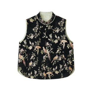 如意连云【炙茹】新年雪尼尔织金提花马甲女新中式双面穿国风坎肩