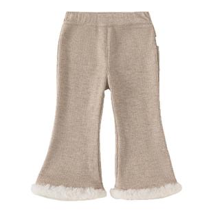 贝贝城女童裤子加绒秋冬2024新款洋气女孩毛毛喇叭裤保暖儿童长裤