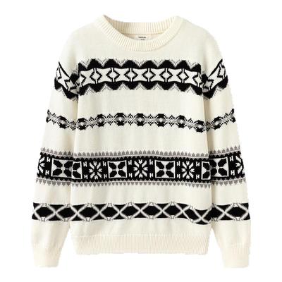 巴拉巴拉童装男童女童毛衣亲子纯棉内搭2025冬装新款提花针织衫