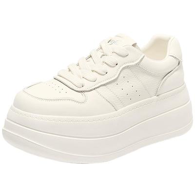 森达板鞋女2025秋季新款百搭经典厚底显高休闲小白鞋DYZ09CM5