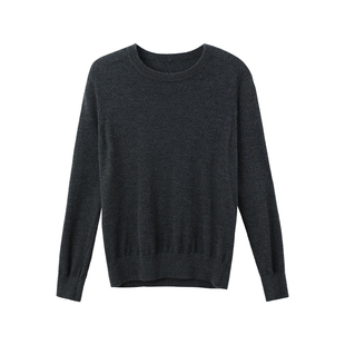 洪陵100%山羊绒圆领小山羊绒精纺套头衫女