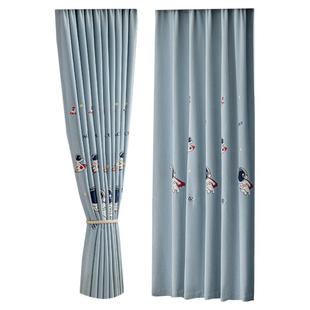 卡通刺绣儿童房遮光雪尼尔卧室加厚2025新款简约飘窗可爱窗帘定制