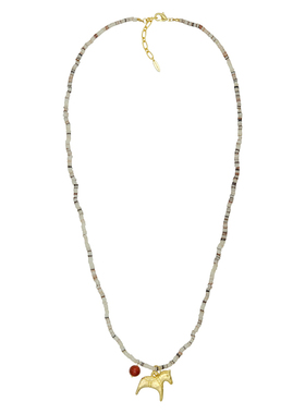 LAZYCIRCLES贝壳红玛瑙小马项链