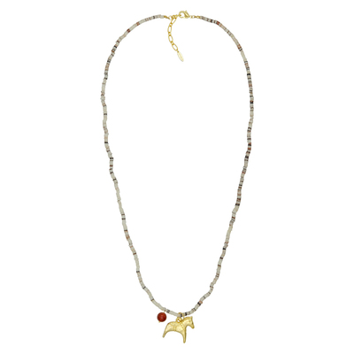 LAZYCIRCLES贝壳红玛瑙小马项链