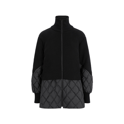 MARYLING黑色毛织拼接羽绒服