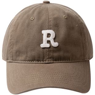 r标字母鸭舌帽女韩版显脸小棒球帽大头围帽子男潮ins潮牌夏季日系