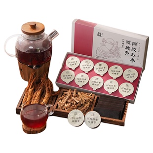 乡愁沈丹阿胶双参玫瑰花茶白条党参长白山红参山东阿胶桑椹养生茶