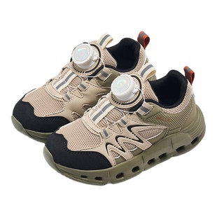 百丽童鞋儿童运动鞋秋季旋转扣女童登山鞋软底防滑男童休闲跑步鞋