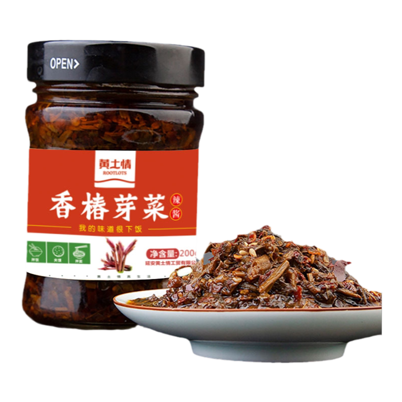 黄土情香椿芽菜辣酱200g*2夹馍拌面拌酱辣椒酱拌饭下饭酱陕西风味