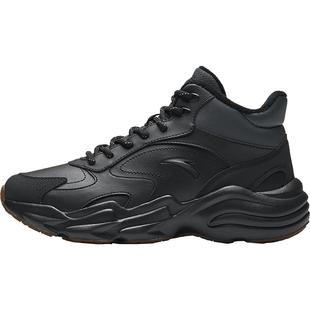 安踏行者棉鞋女鞋高帮运动鞋2025新款冬季加绒保暖皮面黑色大棉鞋