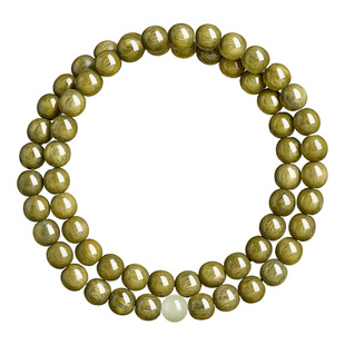 庆祥泰阿根廷天然绿檀木手串女款木质檀香文玩佛珠多圈和田玉手链