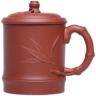 紫砂茶杯功夫茶杯高档个人家用办公室茶具套装大容量带盖竹瑞杯