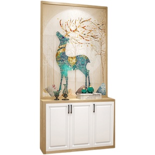 定制入户正对门玄关柜轻奢屏风隔断鞋柜一体新款实木双面简约现代