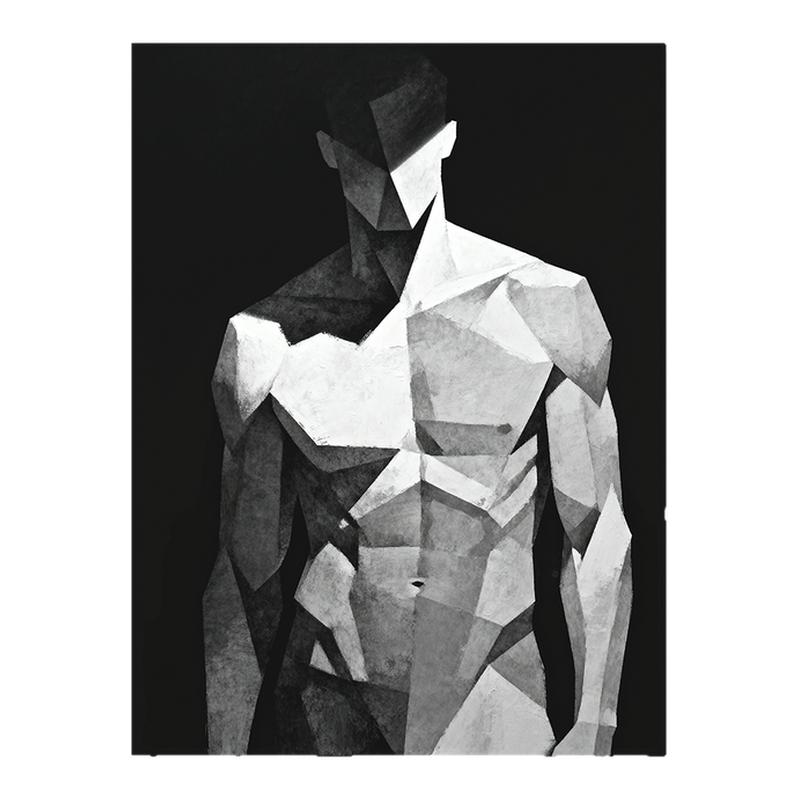 雕刻肌肉男几何立体派油画装饰画喷绘卧室靠墙男体工作室艺术画框