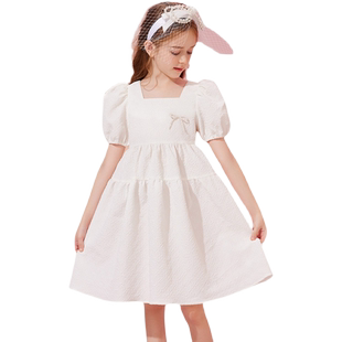 ask 女童连衣裙中大童公主裙新款儿童夏季裙子纯白公主裙子