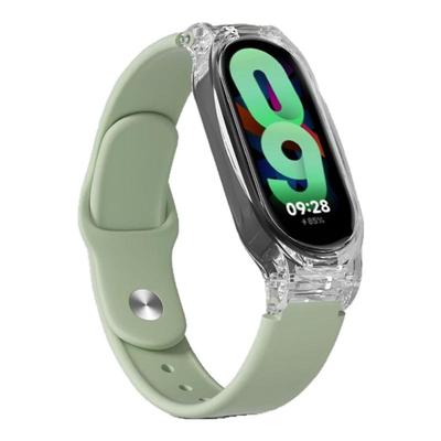 适用小米手环10硅胶表带9反扣透明连体框8NFC运动智能手表腕表带女生夏天透气表链保护壳高级保护壳配件