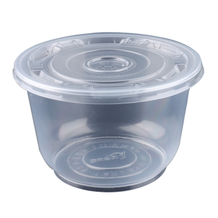 一次性圆形餐盒塑料透明打包汤碗带盖外卖餐具无盖500-700-1000ml