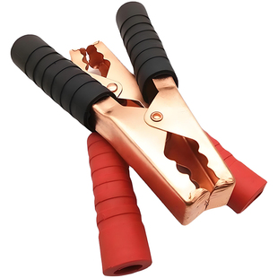 加厚电瓶夹子纯铜汽车搭火线强力鳄鱼夹蓄电池电线连接线卡子小号