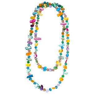 多巴胺彩色碎石贝壳项链女长款小众不规则叠戴配饰时尚简约颈饰