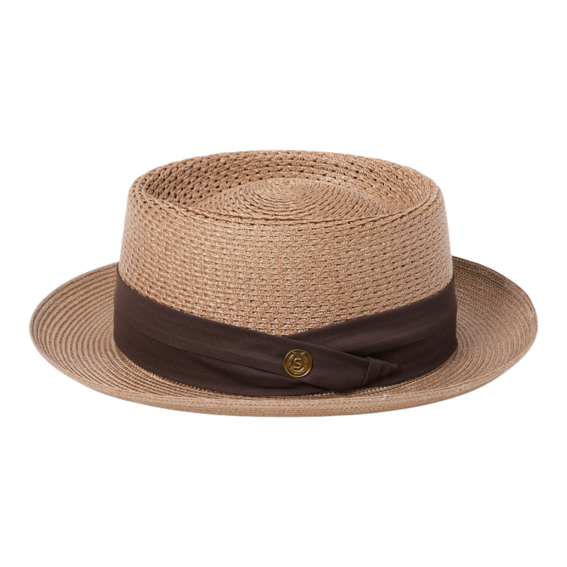 stetson美国手工编织草帽帽遮阳帽牛皮吸汗带 透气清爽防晒沙滩帽