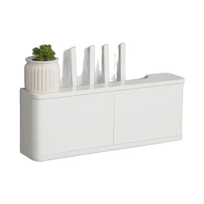 路由器收纳盒机顶盒置物架壁挂式实木电视柜子wifi盒电线插座遮挡