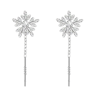 999纯银雪花流苏耳线女养耳洞耳环轻奢小众耳坠2025新款爆款耳饰