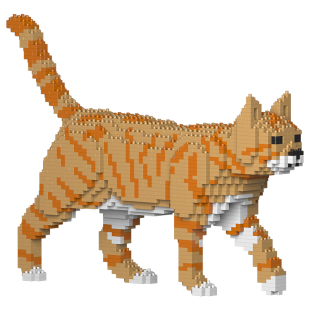 JEKCA积卡宠物猫狸花猫田园猫蓝猫橘猫美短英短积木摆件情侣礼物