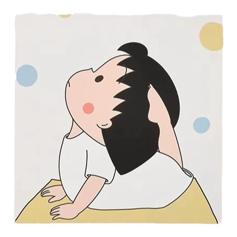 瑜伽女孩装饰画卡通简约治愈系
