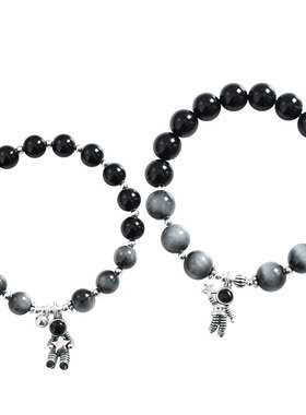 小众黑曜石古代风信物情侣手链