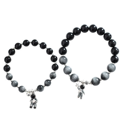 小众黑曜石古代风信物情侣手链