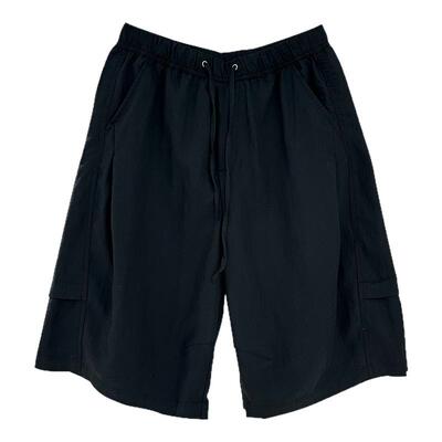 潮牌夏季薄款黑色短裤男韩版纯色剪裁宽松青年帅气百搭过膝五分裤