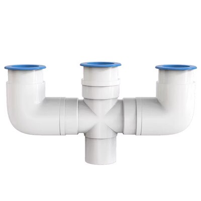 大理石洗衣池洗脸盆双盆下水三通40 50 75 PVC管排水四通五通接头