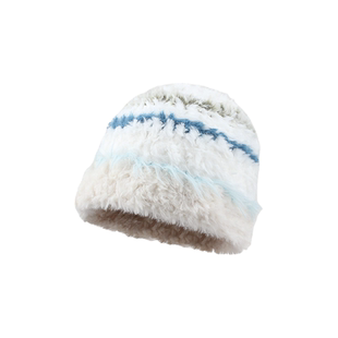 韩版加厚毛绒绒针织帽子女秋冬款显脸小保暖毛线帽大头围护耳帽潮