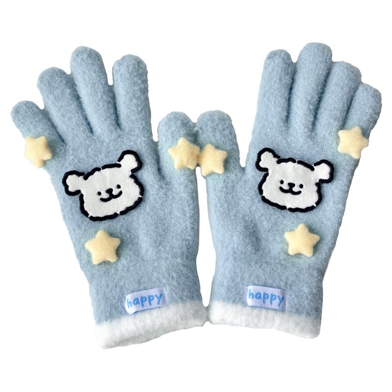 言仓线条小狗联名五指手套触屏可爱毛绒保暖户外情侣新年生日礼物