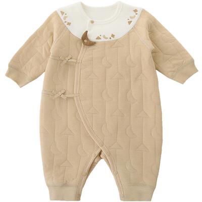 巴厘小猪新生儿秋冬夹丝连体衣