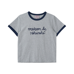 [张元英徐永恩同款]ROLAROLA短袖美式复古修身百搭T恤刺绣