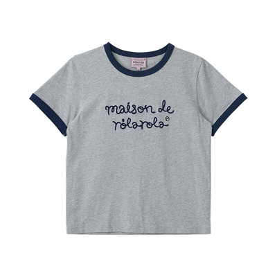 [张元英徐永恩同款]ROLAROLA短袖美式复古修身百搭T恤刺绣