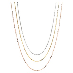 潮宏基百搭18k金O字链项链玫瑰金红白黄多环扣调节锁骨链生日礼物