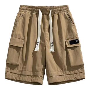 美式复古工装短裤男款夏季潮牌特大码休闲直筒薄宽松百搭款五分裤