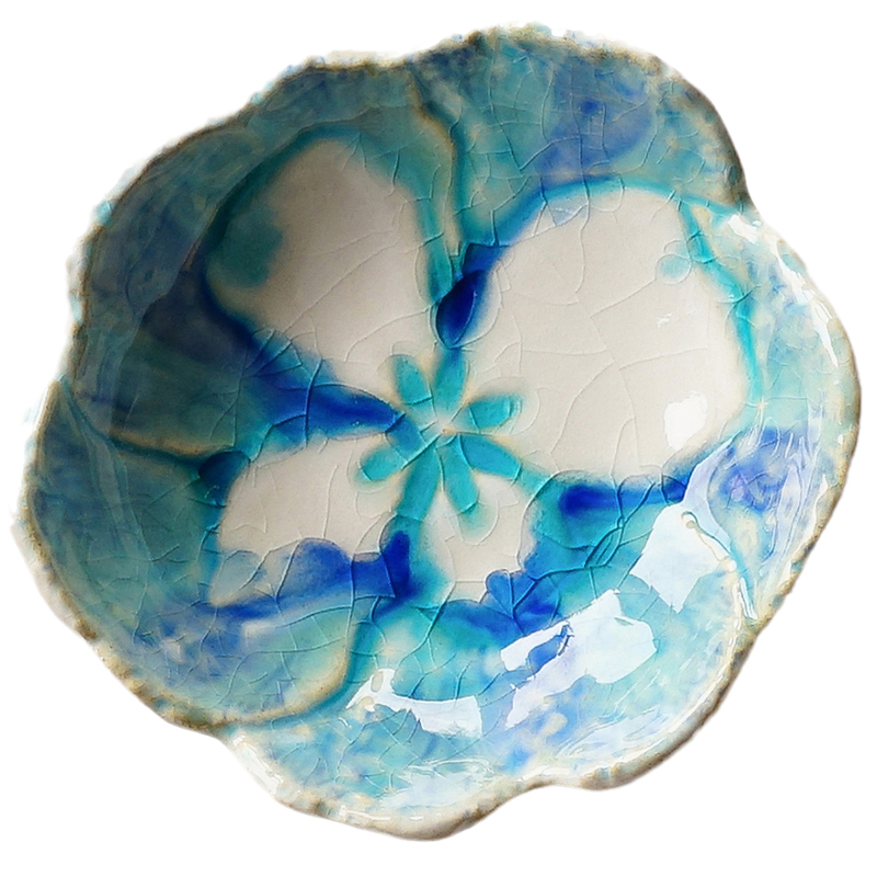 日本制 重华茶点盘 濑户烧手工陶器小碟子点心水果碗日式高脚碗