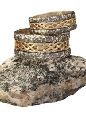 凯尔特结纯银纯金情侣对戒戒指