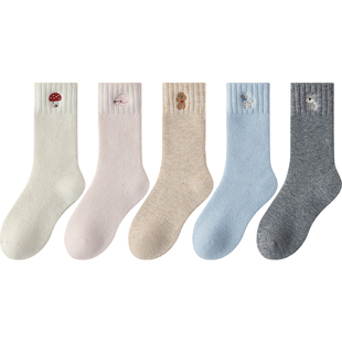 厚袜子女秋冬款羊毛中筒袜卡通高筒保暖加厚月子居家睡眠地板长袜