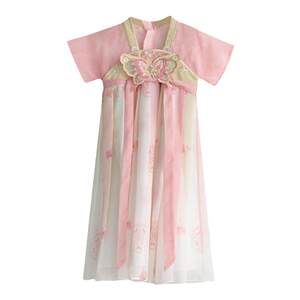 古月家童装汉服汉服女童夏季薄款短袖儿童中国风仙气公主连衣裙女孩古装表演襦裙