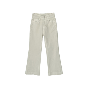 一眼显贵！~小马刺绣微喇牛仔裤女2026新款春浅色高腰双扣九分裤