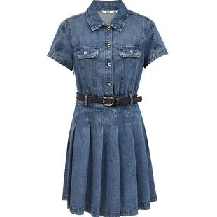 ONLY2026夏季新款辣妹风翻领短袖A字显瘦短款裙子牛仔连衣裙女