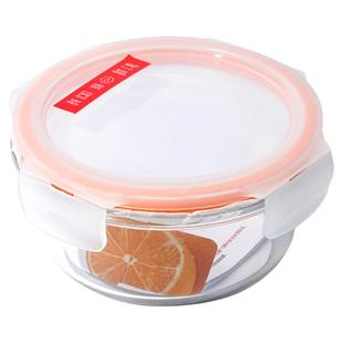 乐扣乐扣玻璃保鲜盒微波炉加热分格饭盒圆形食品密封水果便当餐盒