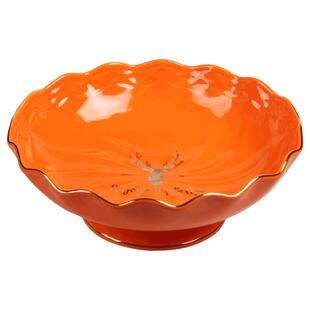 水果盘家用2025新款轻奢客厅家用茶几精致高端陶瓷橙色零食摆放盘