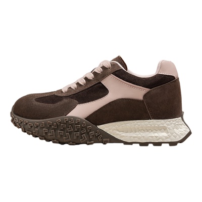 SNOWELF【7cm棕色加绒德训鞋女】